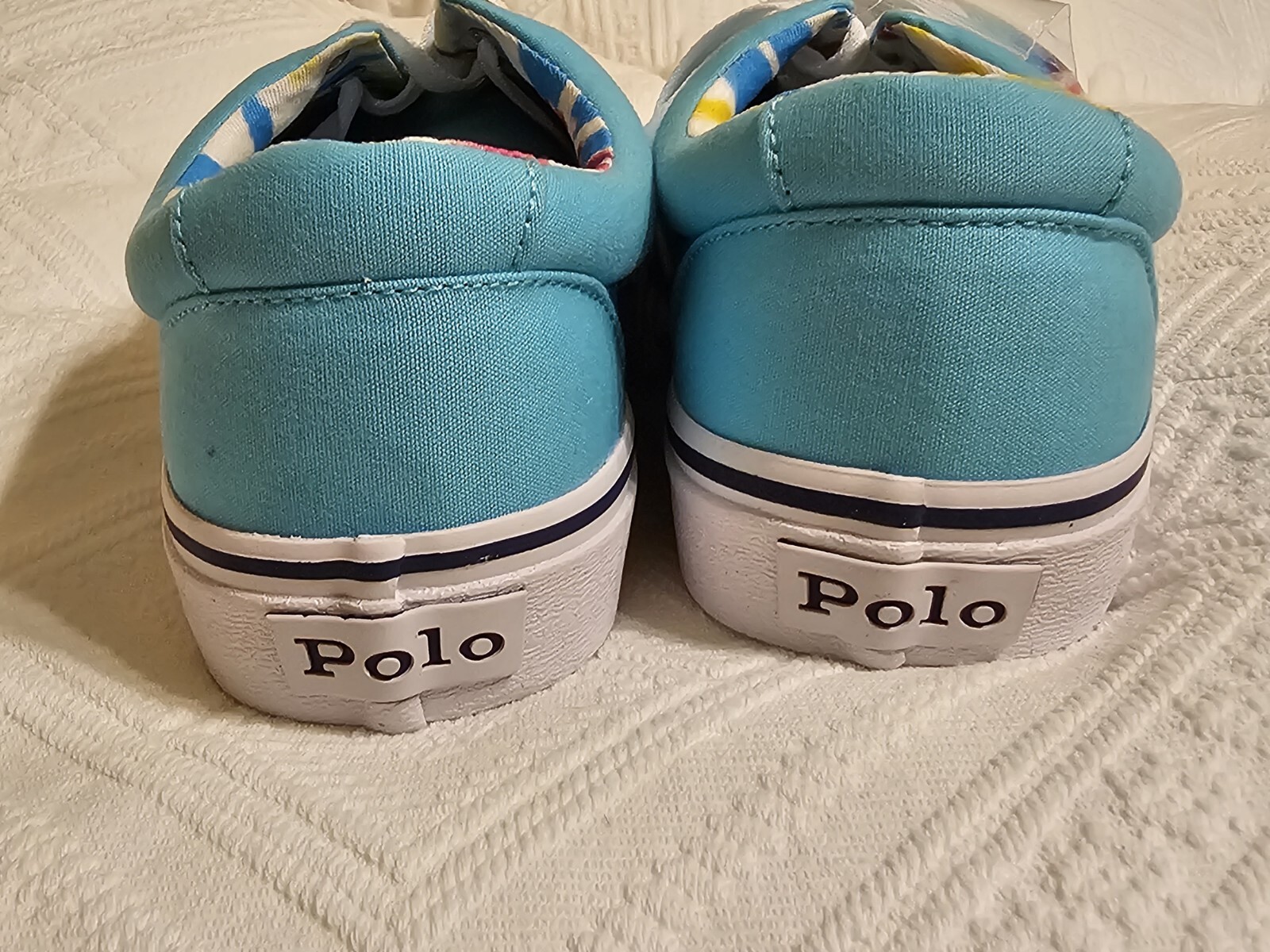 Scarpe da sneaker POLO RALPH LAUREN Keaton Pony SK LTL tela blu acqua UOMO 10 nuove con etichette!