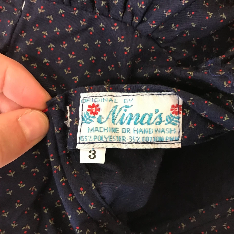 VESTIDO VINTAGE NINA'S - MENINAS 3 - AZUL FLORAL MANGA CURTA - Imagem 3 de 3