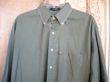 Chaps Ralph Lauren 16.5 32/33 L Olive Green 100% Cotton Mens Dress Shirt