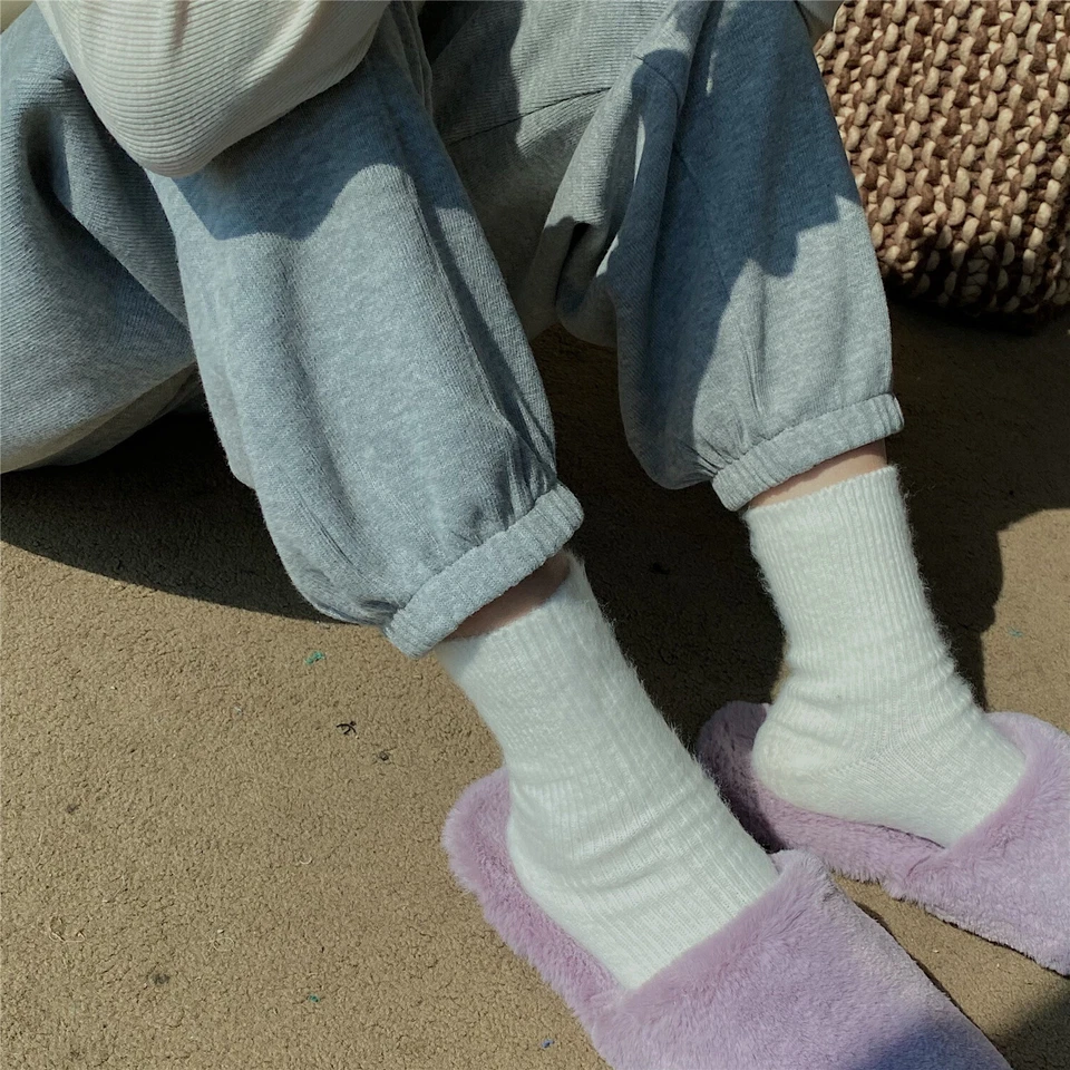 Lote 5 pares de calcetines informales gruesos de lana para mujer color suave cálidos Fanshion para niña Foto 4 de 4