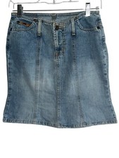 Vintage Lei Denim Skirt Size 1 Cotton Western Cowgirl Boho Rockabilly