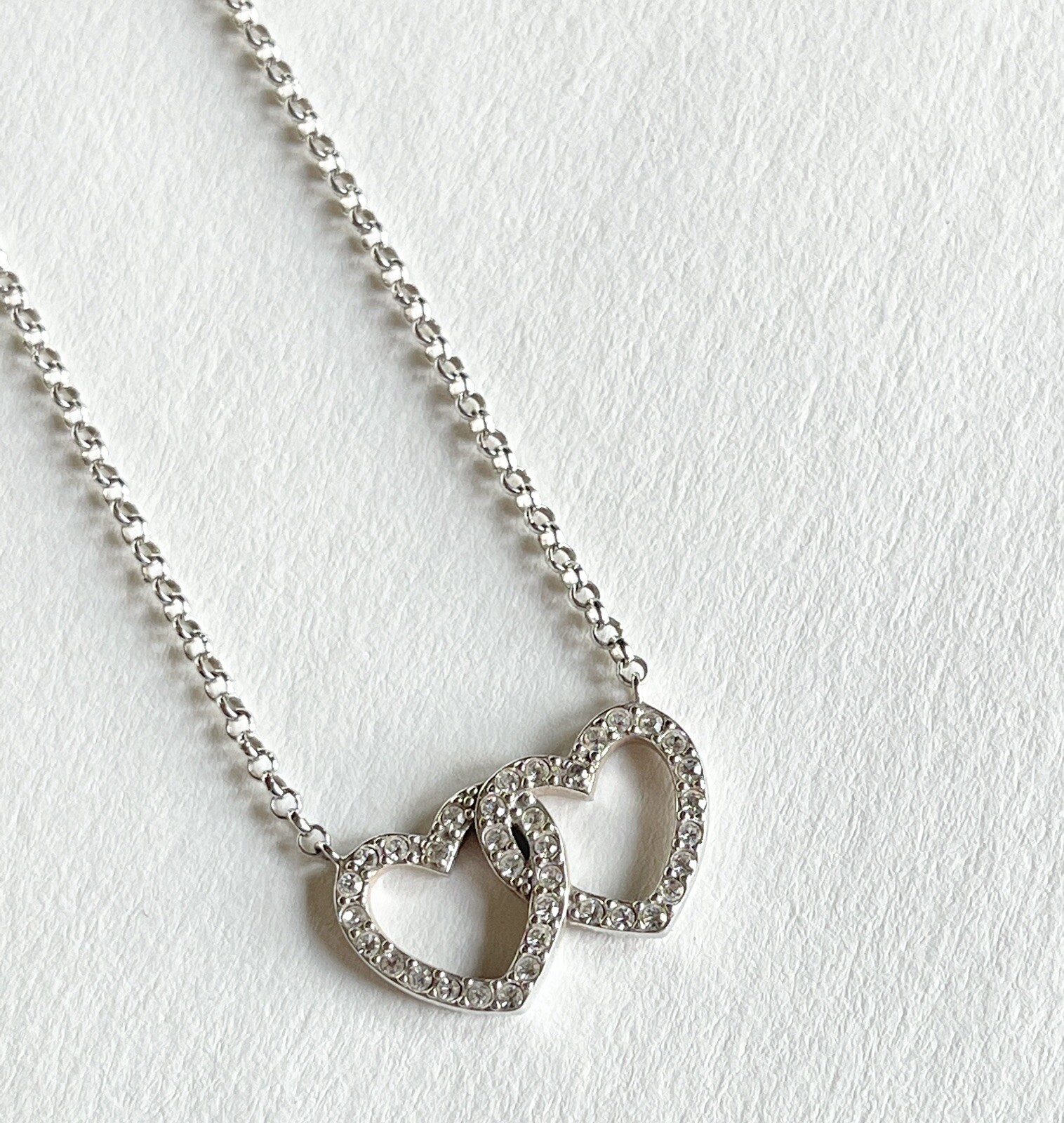 Sterling Silver Double Intersecting Heart 925 OTC… - image 1