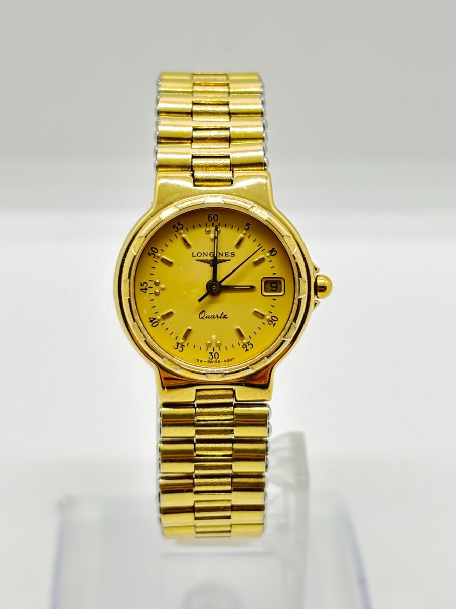 Near Mint] LONGINES Conquest Date Gold Quartz Men's Watch Vintage