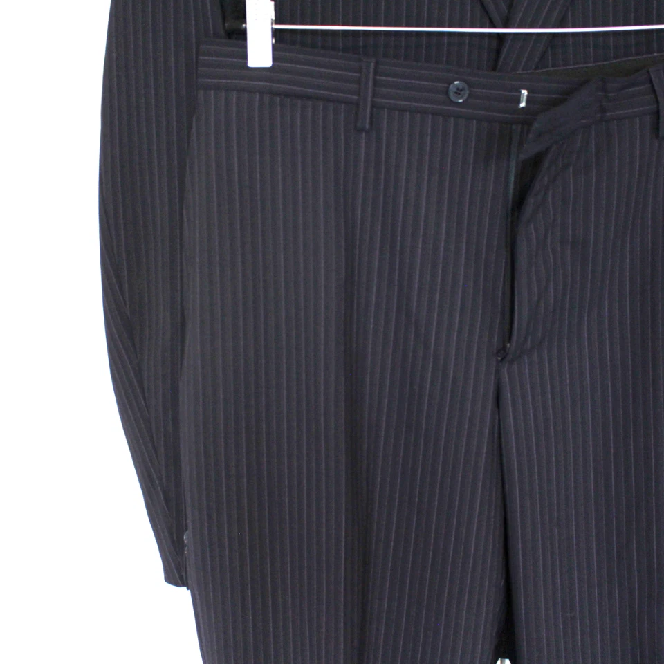 VERSACE Negro Lana Rayas 2 Piezas Traje Chaqueta Pantalones 56 Blazer de un solo pecho Foto 4 de 4