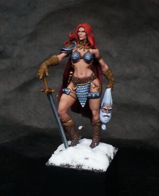 Painted Large Miniature Display Warrior Fighter Red Sonja Conan D&D