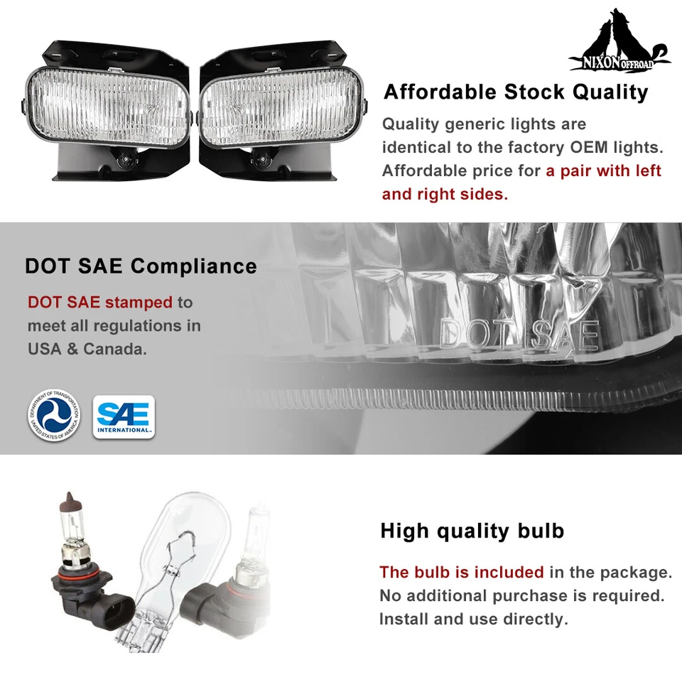 for 1999-2003 Ford F-150 Expedition Fog Lights Driving Bumper Lamps Clear Lens — 第 2/4 张图片