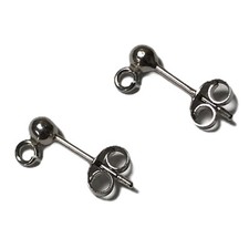 Orecchini paletti con pallino per pendenti in oro bianco 750%