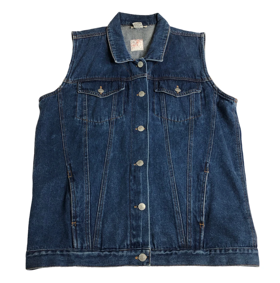 Chaleco MixIt Vintage Años 90 Mujer M Azul Denim Jean Bordado Cottagecore Parches Foto 2 de 4