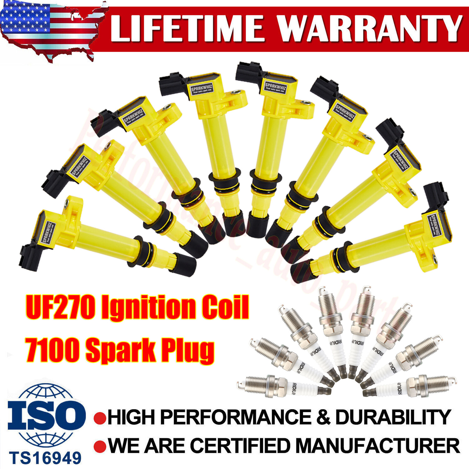 Set of 8 Ignition Coil Pack and Spark Plugs For Dodge Durango 4.7L V8 2000-2007