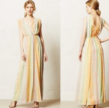 Anthropologie Lil Womens Size 2 Multi Color Pastel Solen Maxi Dress