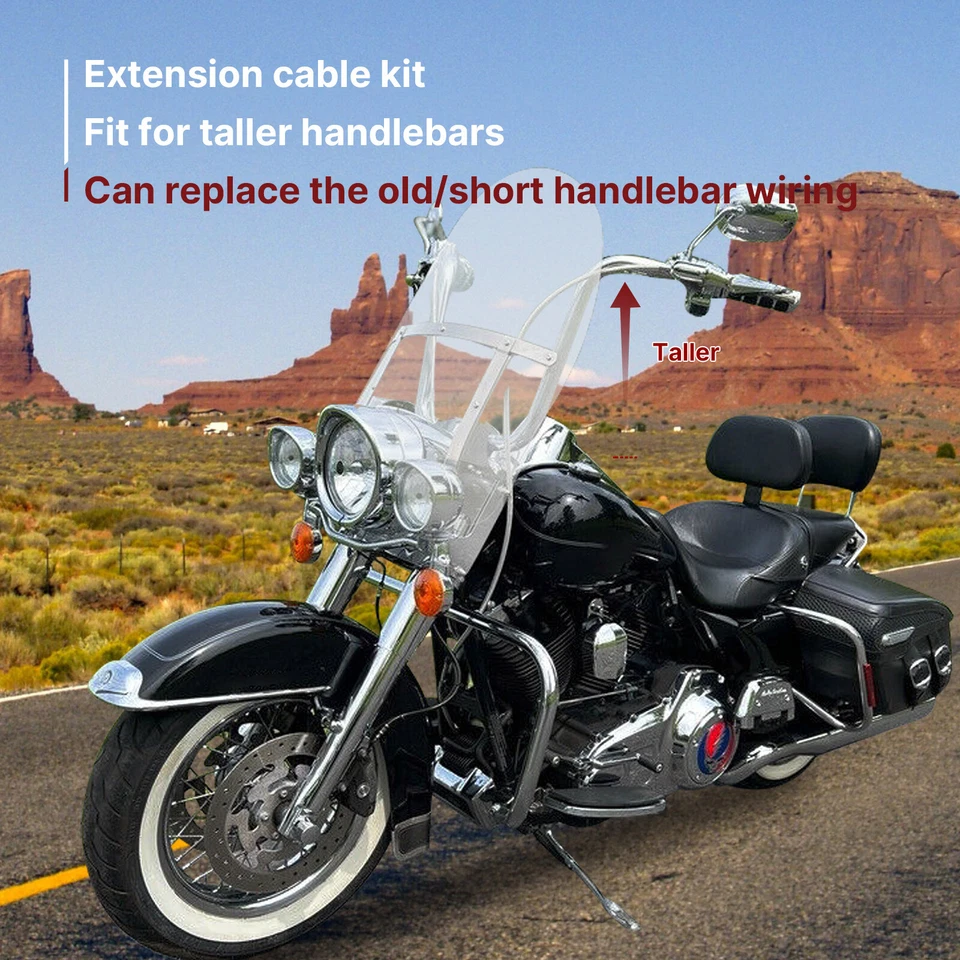 12" Bar Clutch Cable ABS Brake Line Kit for Harley Road King Electra Glide 08-13 - Image 3 of 4