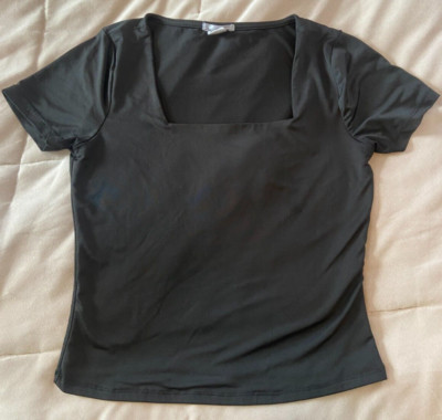 Love Wish Juniors Black Silky Short Sleeve Top Size L