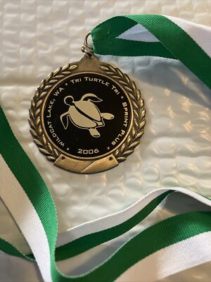 TRI TURTLE TRI Triathlon Sprint Plus Marathon Medal 2006 Wildcat Lake WASHINGTON