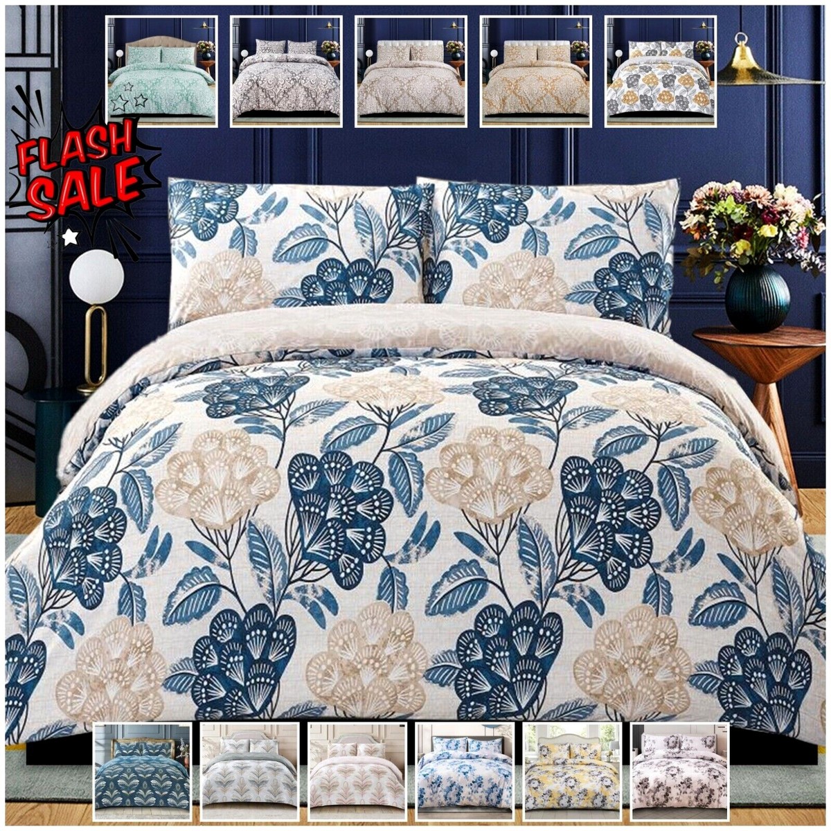 Reversible Microfiber Duvet Cover Set – Single, Double, King, Super King – VMA Bedding