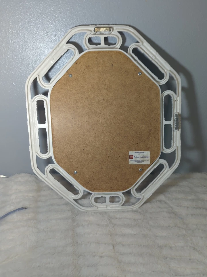 Vintage Homco Home Interior Octagon White Faux Bamboo Mirror 17.5x14.5 Foto 3 de 4
