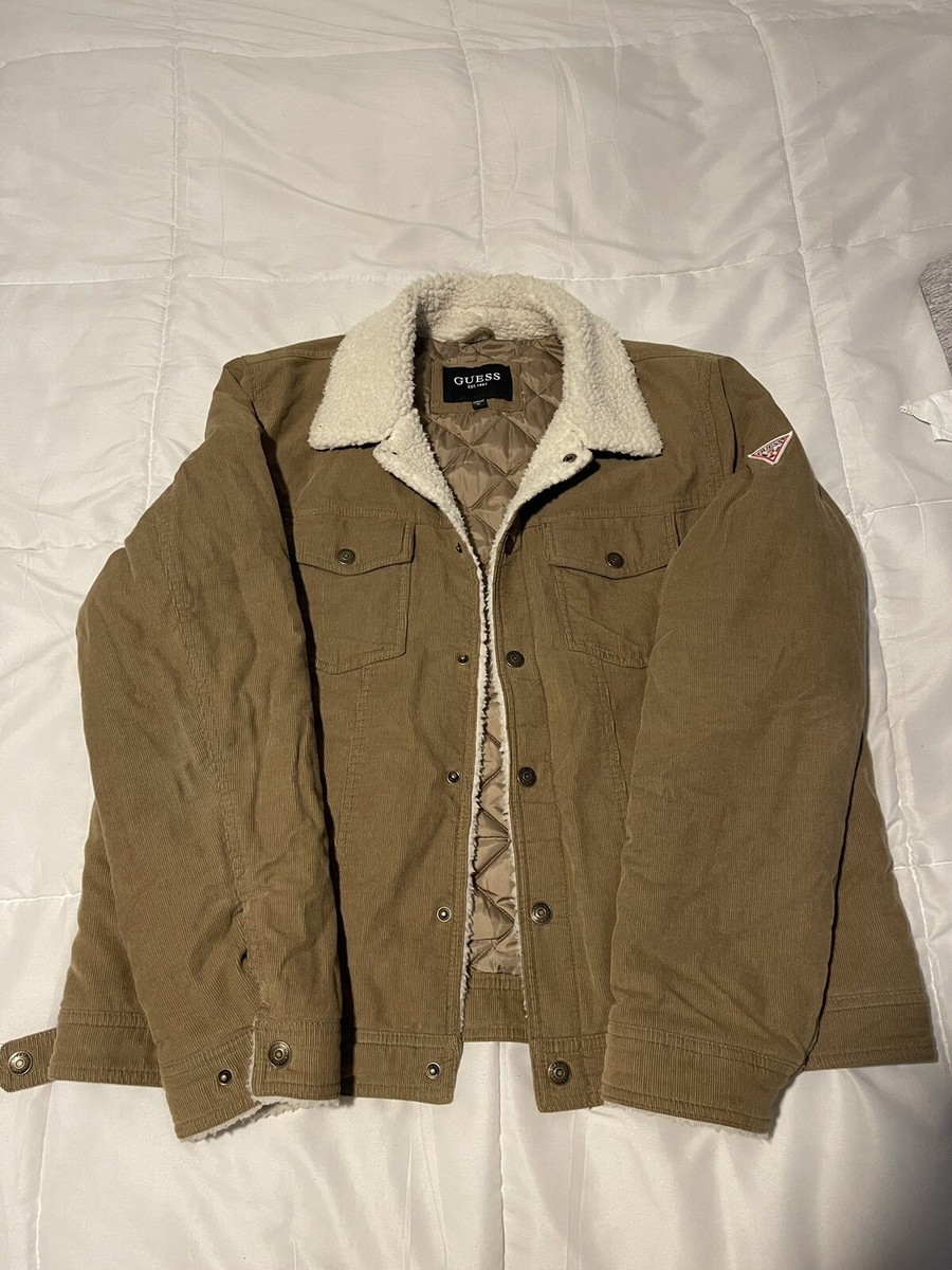 Guess Men's Corduroy Bomber Jacket with Sherpa Collar XL | eBay