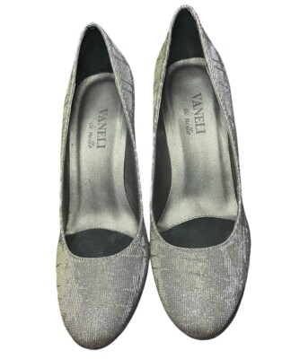 Vaneli Womens Shoes Silver Gold Sparkle 3  heel Formal Party 7.5N