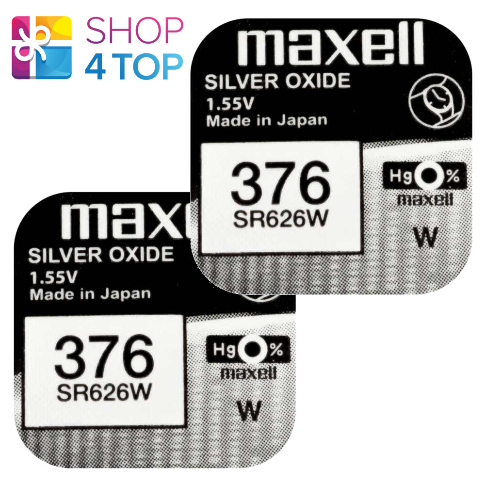 2 Maxell 376 SR626W Batteries Silver Oxide 1.55V Watch Battery 1BL Cell New