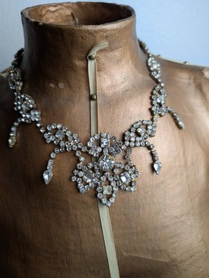 Vintage Rhinestone Necklace Clear Stones Bijoux M.G.