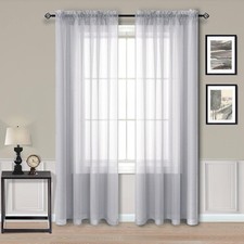 Grey Sheer Curtains 84 Inches Long 52"W x 84"L Pack of 2 ,