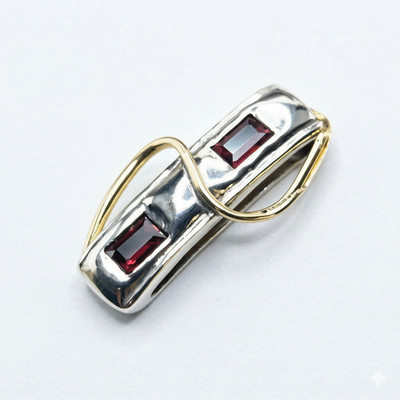 Natural Garnet 925 Sterling Silver 14K Gold Jewelry Set Bangle Ring Earrings Set