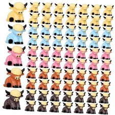 75 Pcs Mini Highland Cow Figurines Bulk Cute Miniature Cow Classic Colors
