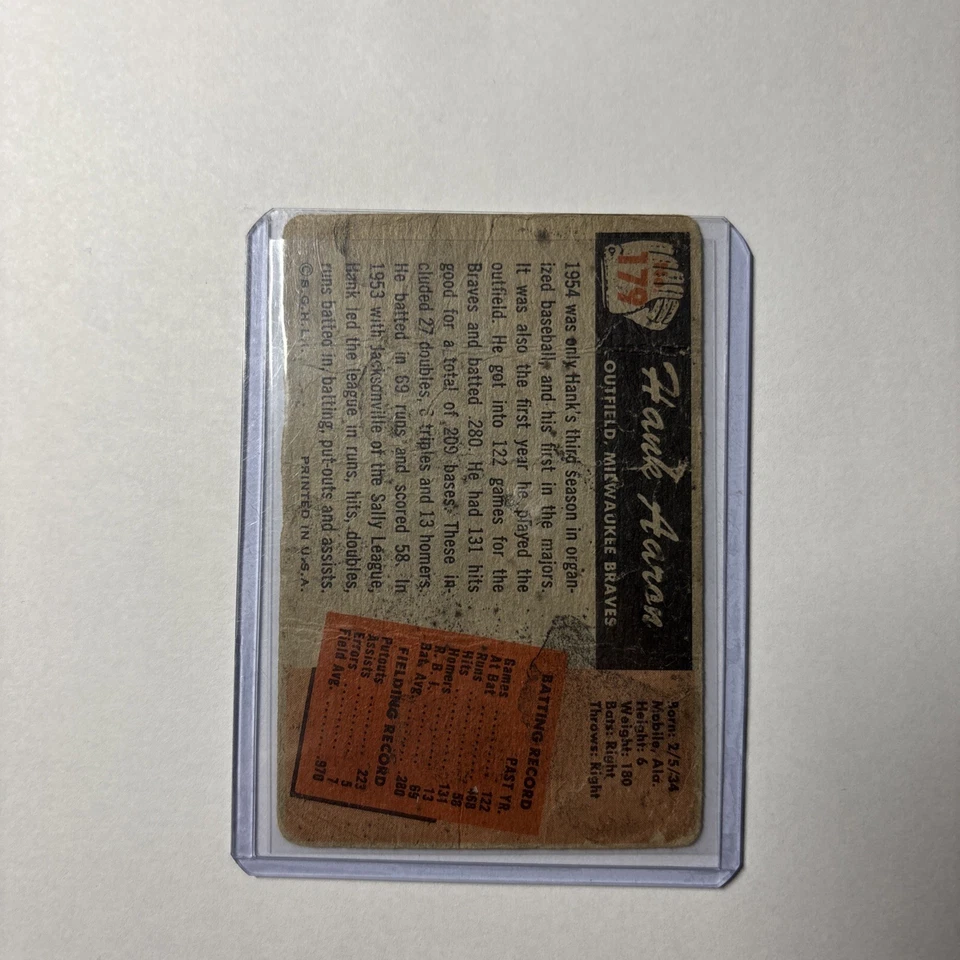 Bowman 1955 - Hank Aaron #179 Foto 4 de 4