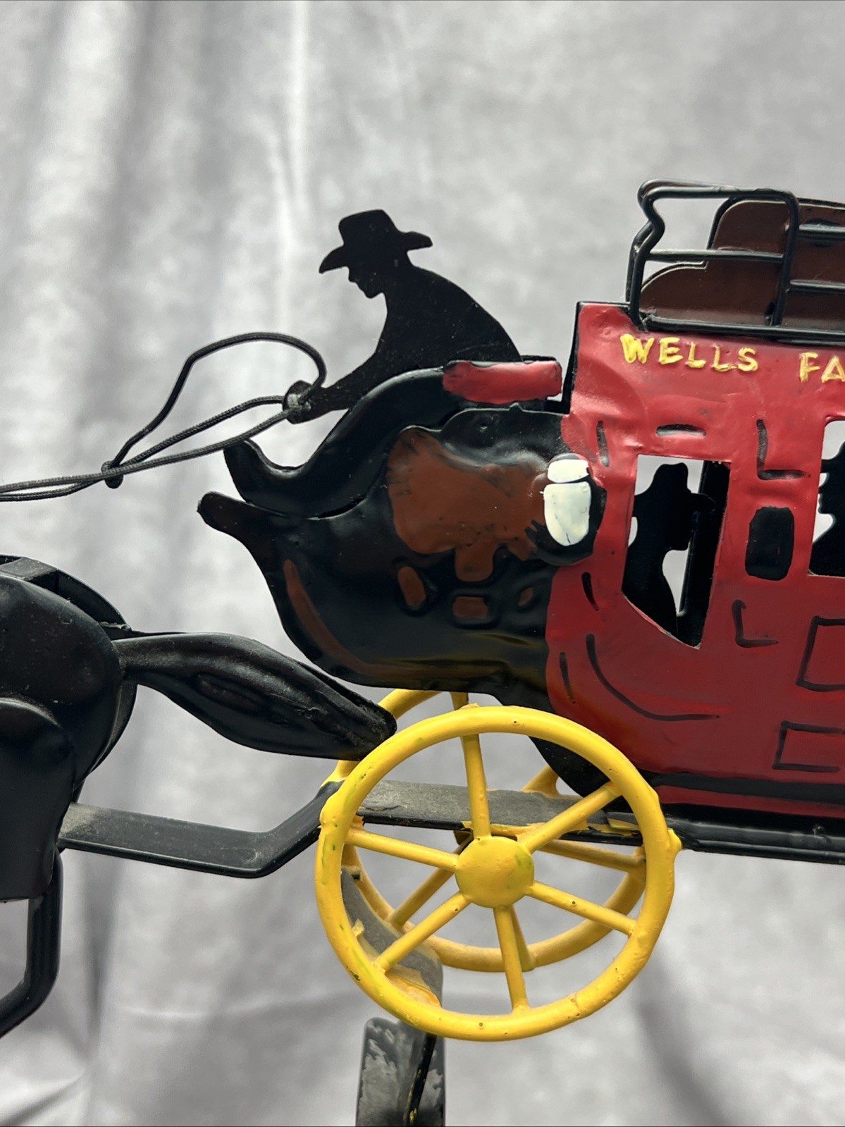 2006 Wells Fargo Horse and Stagecoach Balance Pendulum Cast Iron Toy 13.5" x 12"