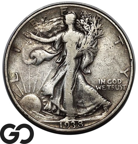 1938-D Walking Liberty Half Dollar, VF Better Date Walker