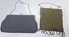 2 Black Beaded Small Purses Vintage Evening Cocktail