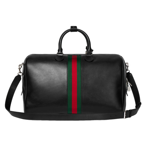 GUCCI Web Medium $3850 Black Duffle Bag New & Authentic