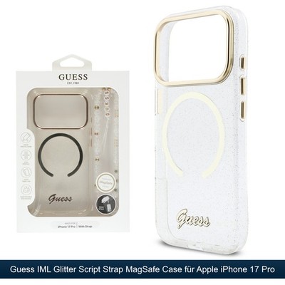 Guess MagSafe Handy Hülle für iPhone 17 Pro Case Cover mit HandStrap Transparent