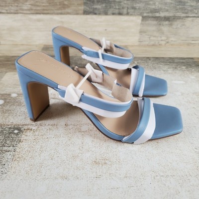 The Drop Womens Sandals Sz 8 Avery Dusty Blue Strappy Block Heeled Square Toe
