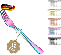 Edelstahl Besteckset 12-Tlg. Tafelgabeln FüR Abendessen, SpüLmaschinenfest, Lang