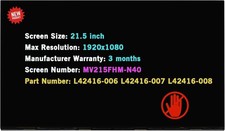 21.5" LCD Screen for HP 22-DF0003W 22-DF0013W 22-DF0033W FHD Non-Touch Display