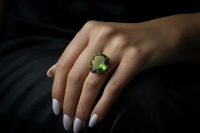 Peridot Ring Anemone Jewelry 14k Gold Filled Pear Cut Teardrop Gemstone