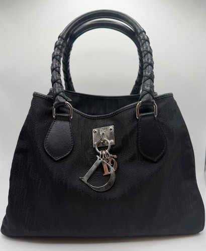 Christian Dior Handbag Tote Bag Trotter Canvas Black Women's Authentic