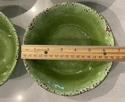 Pier 1 Imports Green Carmelo Melamine 7" Cereal Bowls Set of 4 - Picture 6 of 9