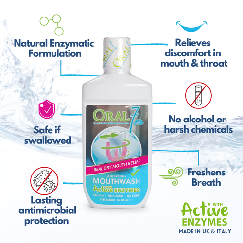 Oral 7 Rehydrating Mouthwash With Active Enzymes 500ml Real Dry Mouth Relief - Picture 2 of 2