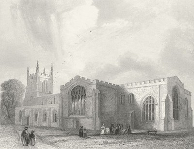 WALES. Bangor Cathedral SE view 1860 old antique vintage print picture