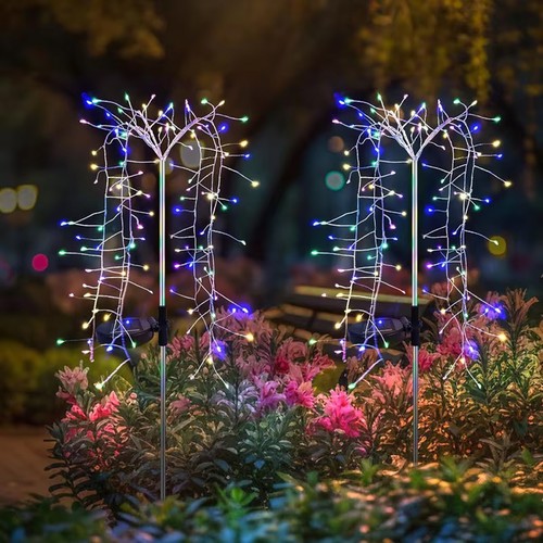 2Pcs Outdoor LED Solar Power Firework Garden Lights Starburst Tree Stake Lamp UK - Picture 18 of 27