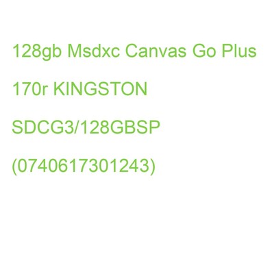 128gb Msdxc Canvas Go Plus 170r KINGSTON SDCG3/128GBSP (0740617301243)