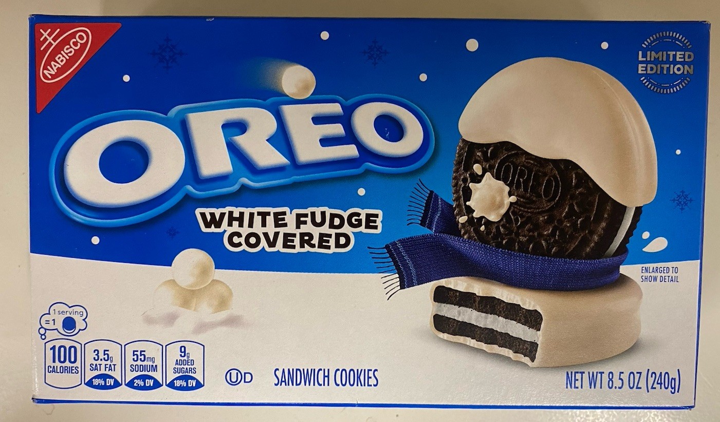 NEW LIMITED EDITION OREO WHITE FUDGE COVERED SANDWICH COOKIES 8.5OZ BOX