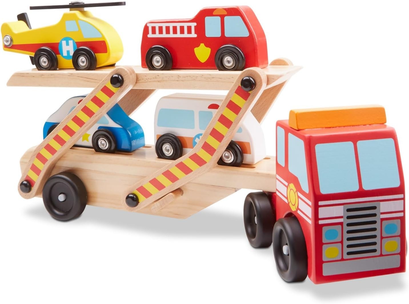 Vehicle Emergency Carrier Wooden Toy Play Set - Melissa & Doug 3+ Boys And Girls
