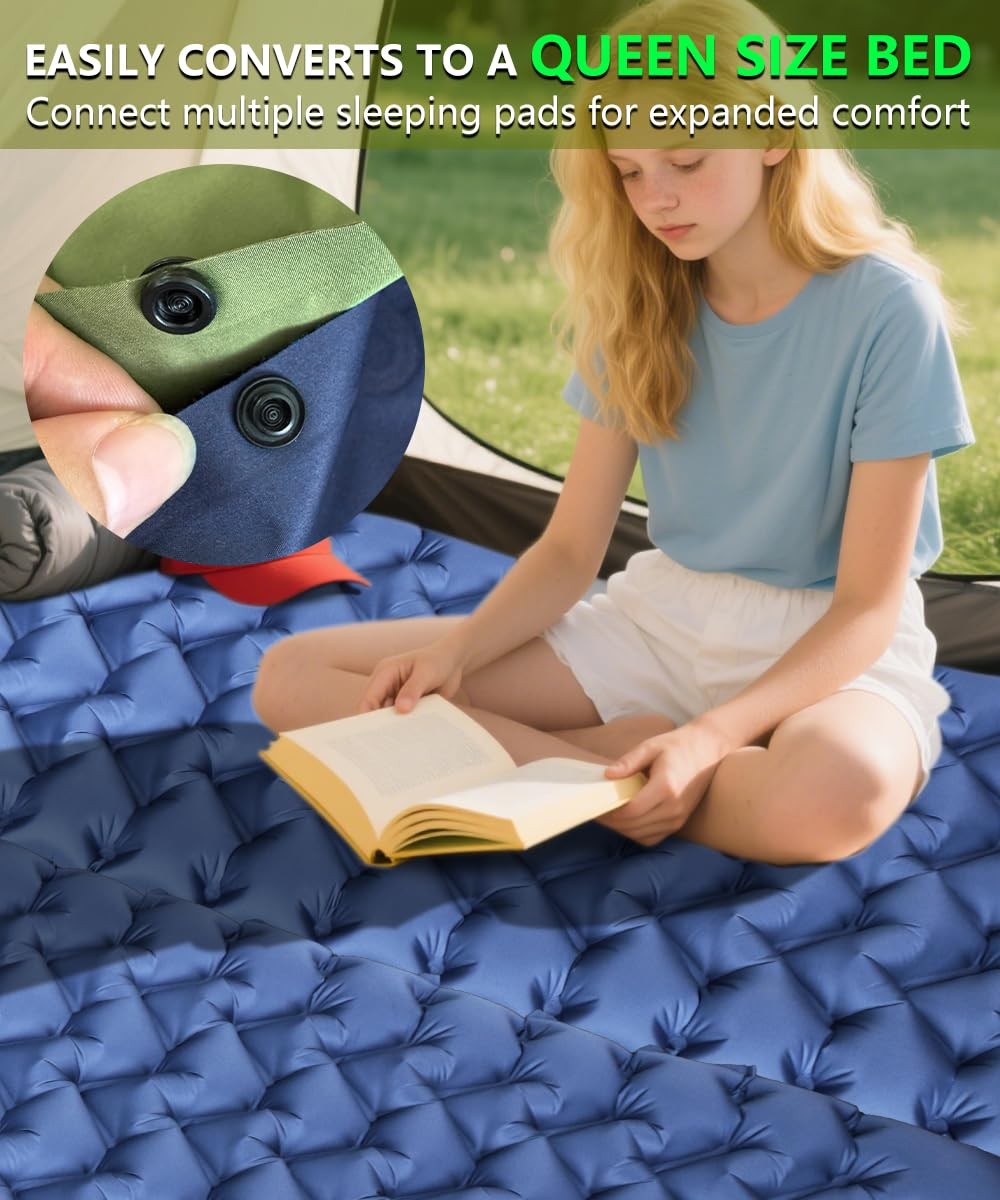 Camping Sleeping Pad Extra Thickness 3 Inch Ultralight Inflatable Sleeping Ma...
