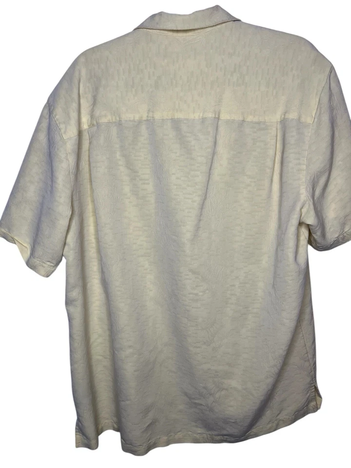 Camisa Havana Jacks Café Para Hombre Mediana Amarilla Botón Palma Manga Corta Hawaiana Foto 4 de 4