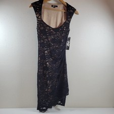 NWT Jump Apparel Lace Sheath Dress Womens Small Black NEW Ruched Cocktail Event