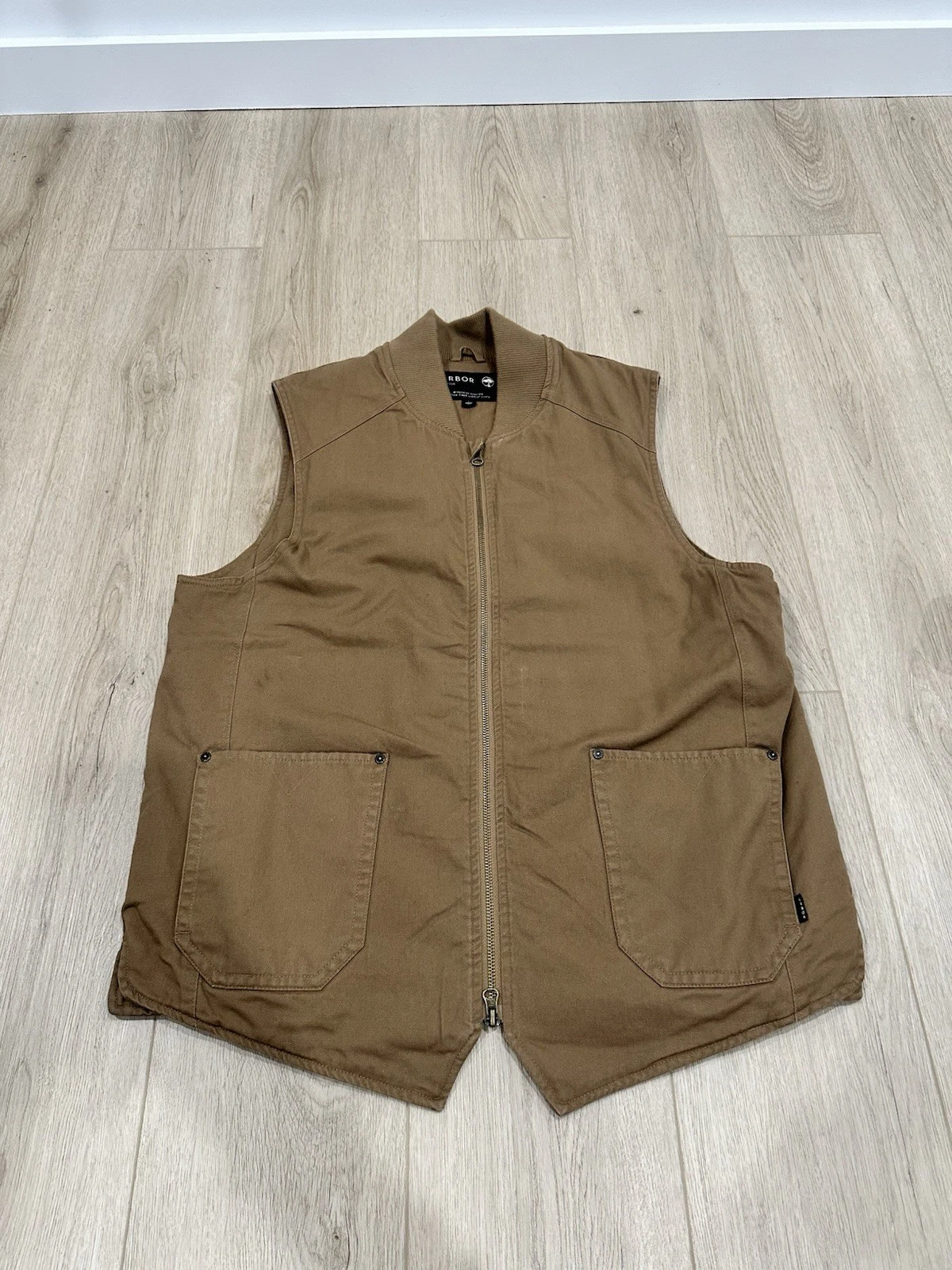 Arbor Collective Assist Vest Mens Size Large Full Zip Brown Canvas