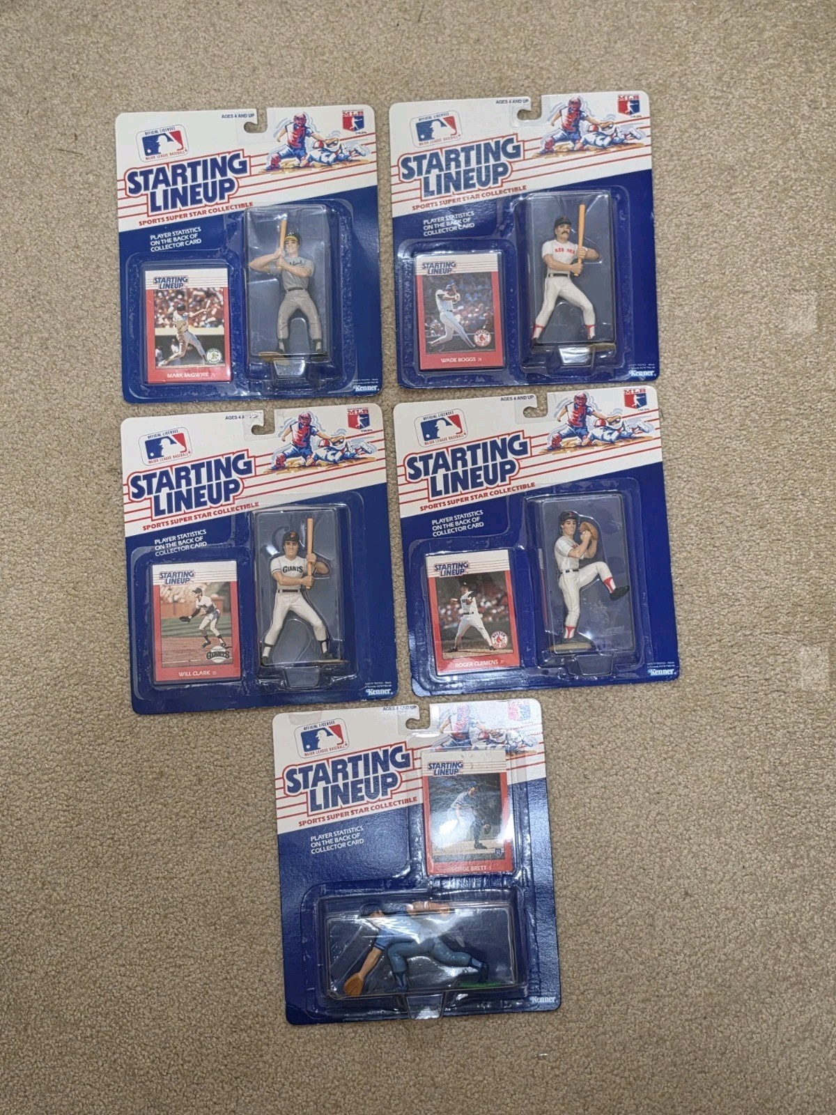 Lot of 5 inaugural 1988 Starting Lineup Boggs McGwire Clemens Brett Clark NIB ⚾️
