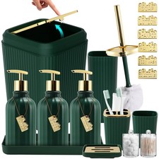 17PCS Bathroom Accessories Set, Dark Green Bathroom Set Bathroom Accessories ...